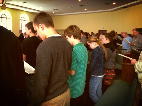 Full youth pews for Paul's last Sunday. We will miss you Paul. #GetaTwitter