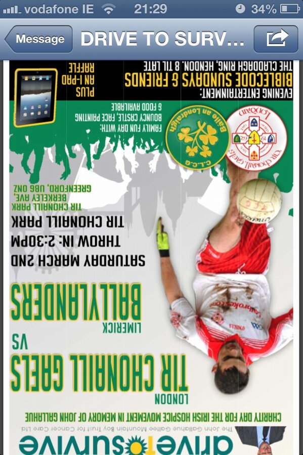 Only three weeks to go till were playing across the water #ballyinlondon2013
