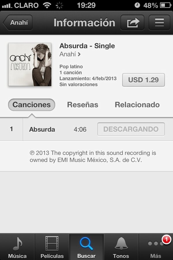 Rodrigrbd's tweet photo. Listo para descargar  #Absurda 🎵 de @Anahi  #Ecuador #iTunes #AnahiisBack cc. @AnahiRocksGYE @AnahiRocksUIO http://t.co/xaPGZQQr