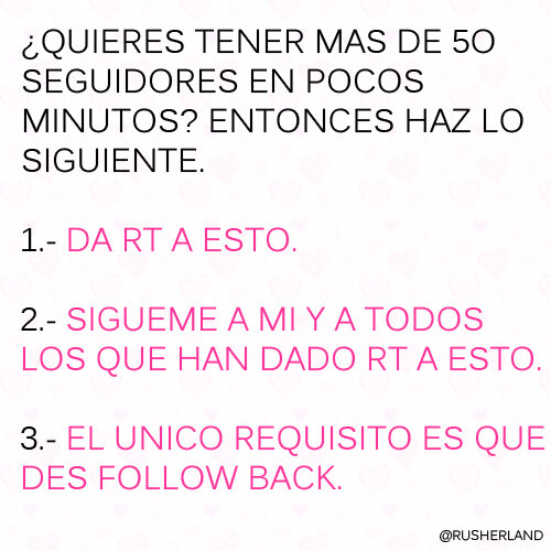 Rusherland's tweet photo. CONSIGUE MAS SEGUIDORES DA RT Y SIGUE LOS PASOS. DARE FOLLOW A TODOS LOS QUE DEN RT [Espero qe devuelvan el follow] :) http://t.co/MZ1LpcZq