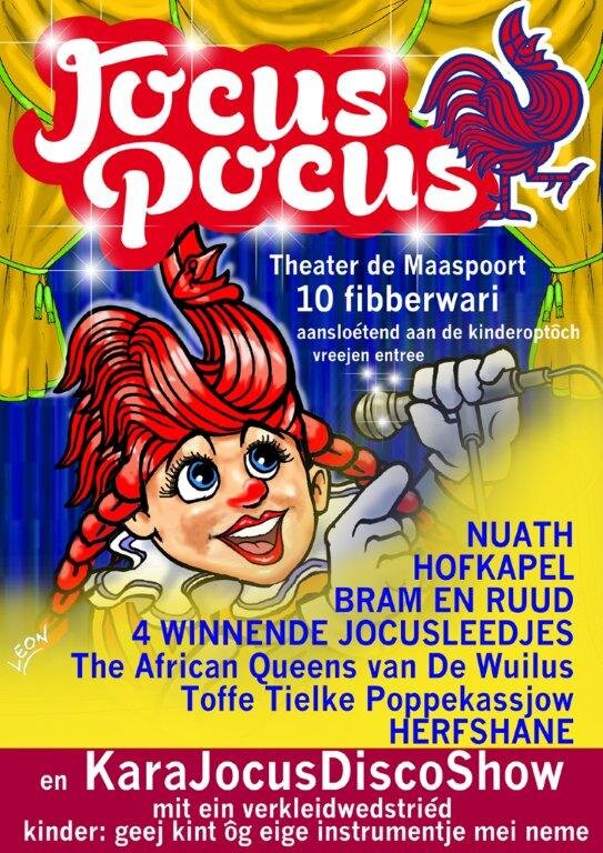 Kommende zóndaag, aansloétend aan d'n kinderoptoch: JocusPocus <a href="/MaaspoortVenlo/">Maaspoort</a> <a href="/Jocus3span2013/">Jocus dreejspan 2013</a> ”