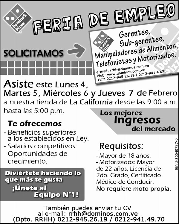 DominosTeEmplea's tweet photo. Te esperamos!!! #feriadeempleo #motorizados http://t.co/HvGMvvOC