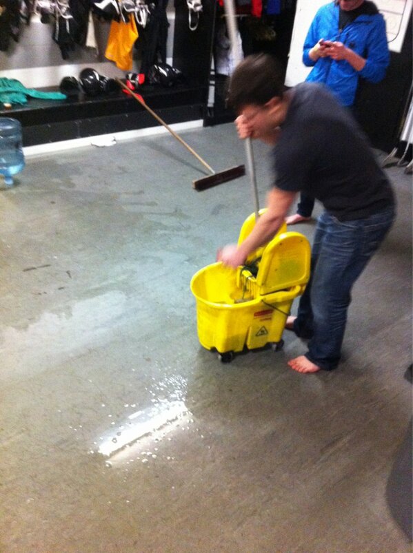 Shitbriansay's tweet photo. Thinks he's doing a good deed by carrying culligan water jugs. Breaks it and spills all over the room #shitbriansays http://t.co/DdUGGFoC