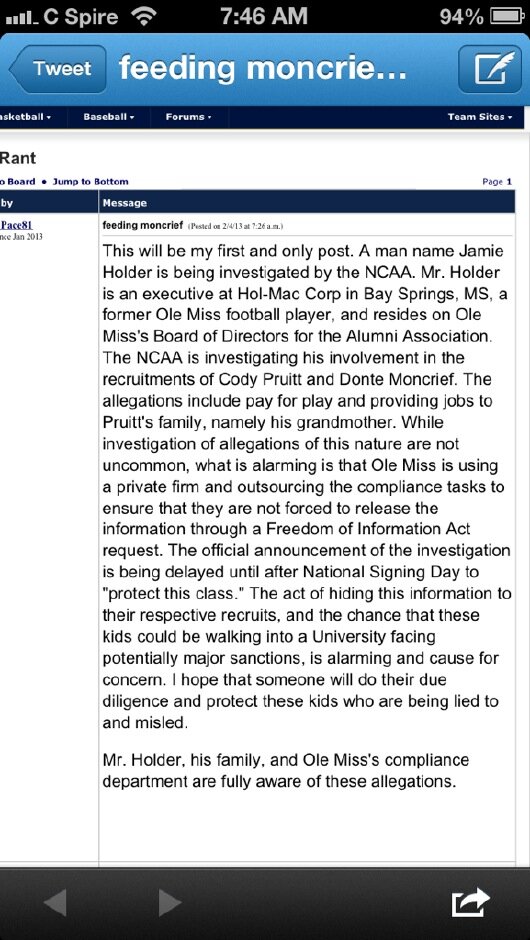 hailstateboobs's tweet photo. So Mr. @CoachHughFreeze riddle me this, are you or are you paying your players? http://t.co/YYXlgQUb