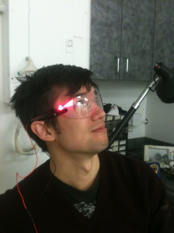 PhilaUMSID's tweet image. Adam prototyping a heads up display for runners.