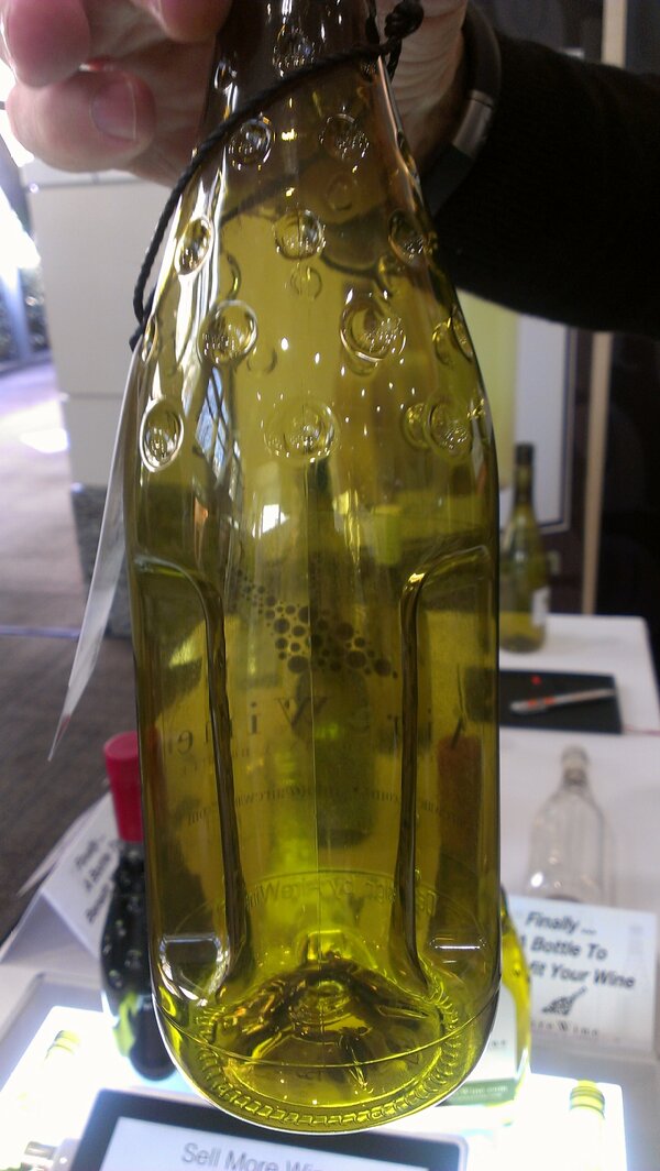 A plastic wine bottle designed to aireate at the same time. Too far?