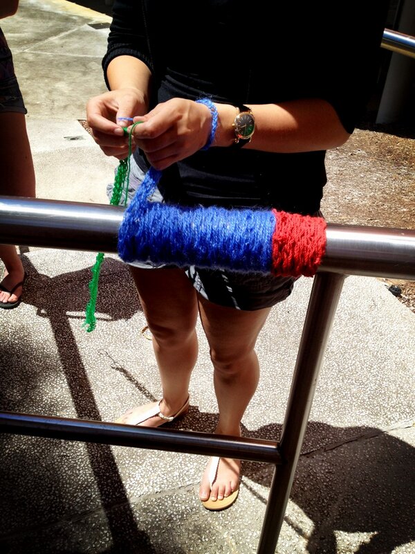 ejthompson287's tweet photo. Yarn bombing! Slowly but surely. #visarts13 http://t.co/t0DQEwZO