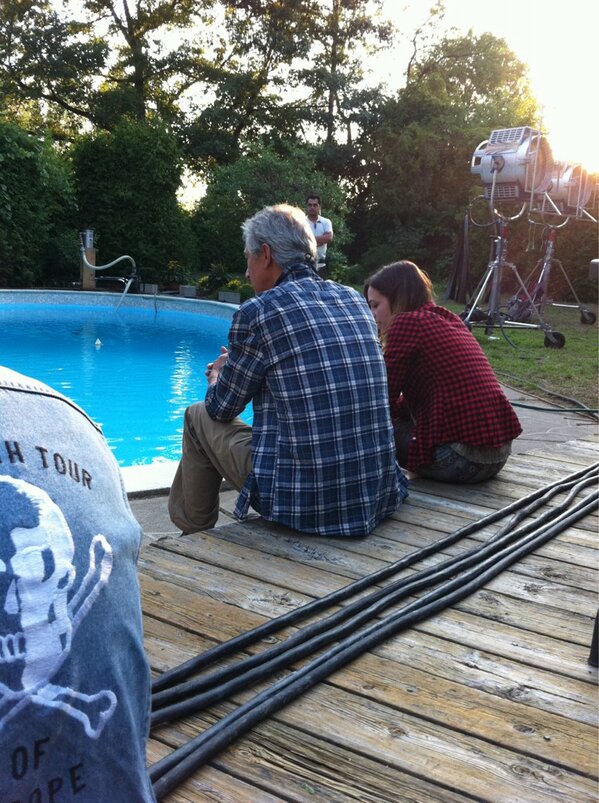 zakpenn's tweet image. Some more photos for fans of #alphas. Dstrat and @kathleenmunroe talking out their scene in s1 finale.