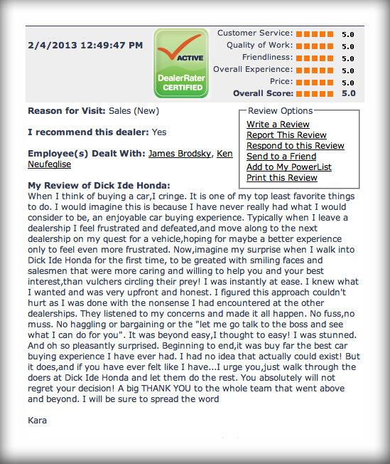 IdeDealerships's tweet image. We are honored to be part of making the car buying process so easy for our customers! #NoHassle #Honda #EasyandFun