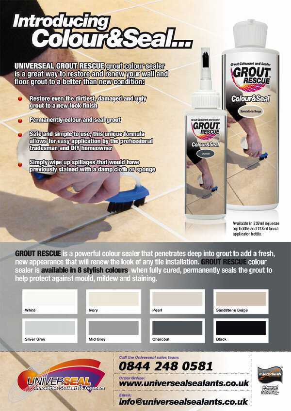 #Universeal Grout Rescue Colour &amp; Seal colours &amp; seals #grout in one application universealsealants.co.uk/product_groutr… #TILE #STONE