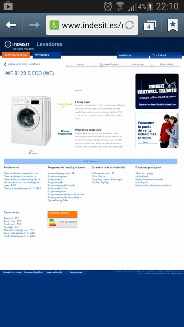 _aparatus's tweet photo. MEGAOFERTA!!! Rentadora INDESIT IWE-8128 amb 8kg de càrrega i 1.200rpm amb consum energètic A+...Per només 349€. http://t.co/29asNFrn