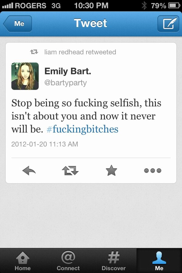 liamredhead's tweet photo. @lili_dobronyi  remember being cyber bullied by @bartyparty.. Oh highschool. http://t.co/26DGzp51