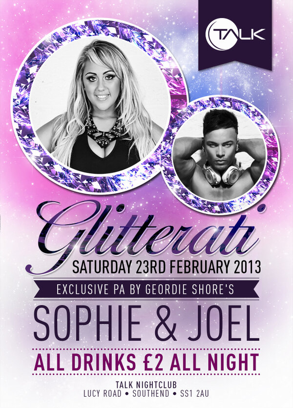Talk_Nightclub's tweet photo. Glitterati : The sexy party people are
BACK -  Sat 23rd Feb
..with @SophieGShore  &amp; @JoelCorry  !!
£2 drinks ALL NIGHT! http://t.co/Ywj12Jgn