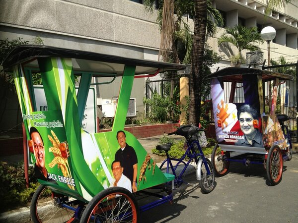 PhilippineStar's tweet image. #behindthenews @xtinamen: Manong Johnny, Jack Enrile &amp;amp; @gringo_honasan's campaign caravan? #2013polls