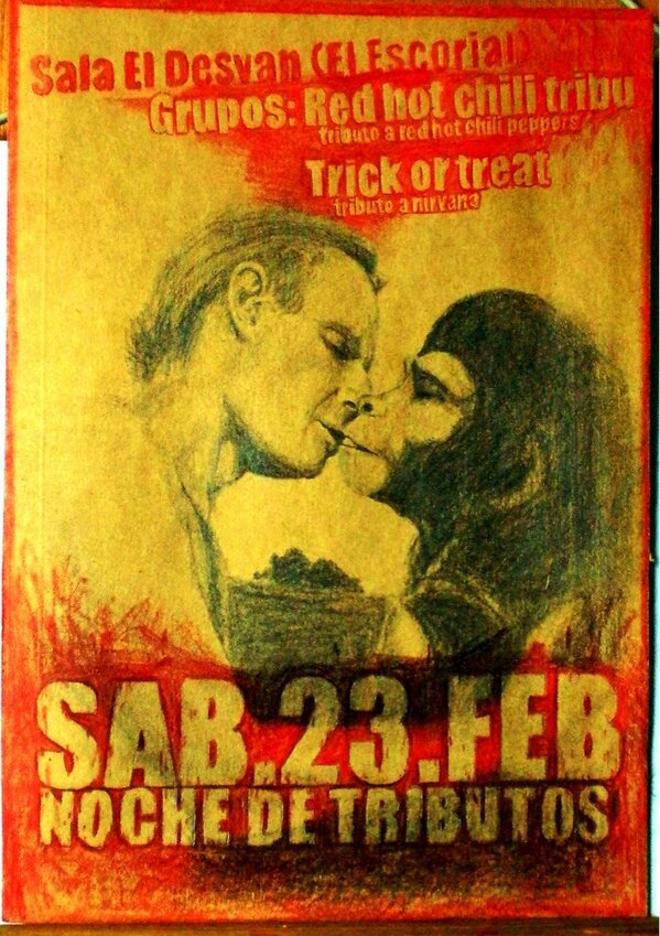 RHCTRIBU's tweet photo. Sabado 23 de febrero, junto a trick or treat (tributo nirvana), en el Desvan del escorial, os esperamos guindillas!! http://t.co/NeNlTxPI