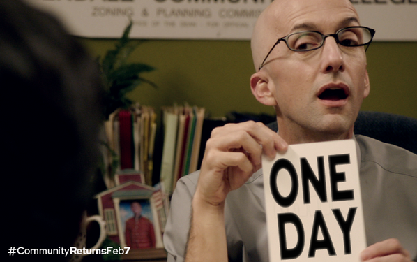 SarahSpain's tweet photo. Tomorrow, guys. TOMORROW. RT @nbccommunity Repeat after us: #CommunityReturnsFeb7 http://t.co/hLIo6cCA