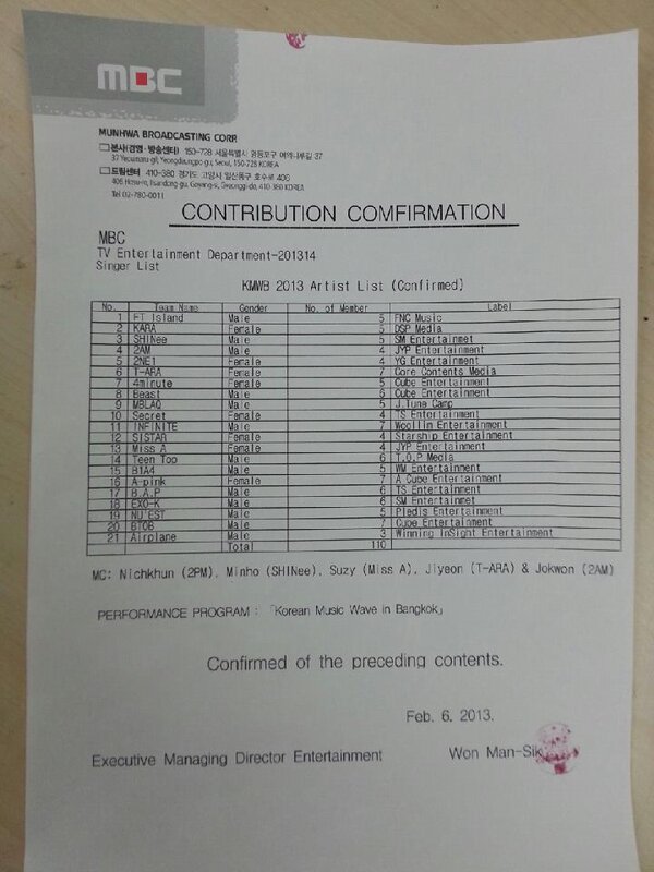 KoreanStarz's tweet photo. [INFO] Confirmed Artist List for KMWB 2013 http://t.co/rcPifXKP