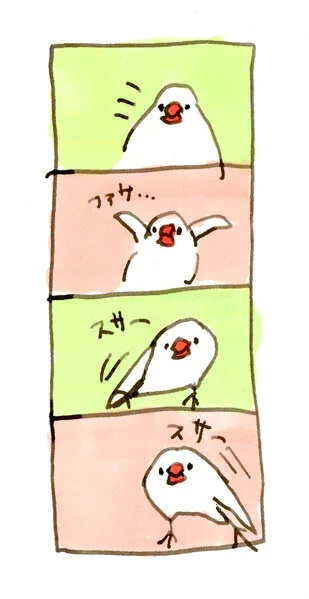 文鳥のマンガを描いてみた。 