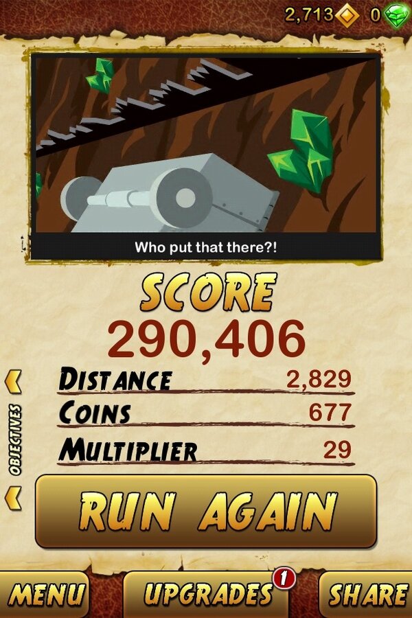 I got 290406 points while escaping from a Giant Demon Monkey in Temple Run 2. Beat that! bit.ly/TempleRun2