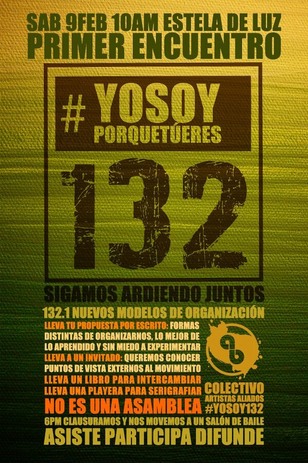 #YoSoyPorqueTúEres132 sigamos ardiendo juntos. Mañana 10 am en la Suavicrema. Asiste, participa, difunde.  <a href="/tantricum/">Felipe Lopez V ॐ</a>