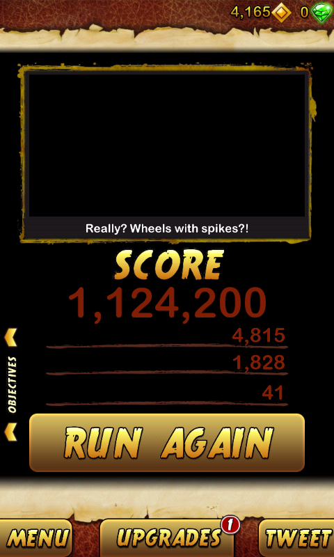 Tre4Lyfe's tweet photo. I got 1124200 points while escaping from a Giant Demon Monkey. Beat that! http://t.co/F07k4YiP http://t.co/utY8rkng