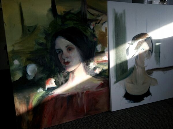 BrittDerbyshire's tweet image. Oil Paint &amp;amp; Portraits ... Everything is new for me .. #StudioClass