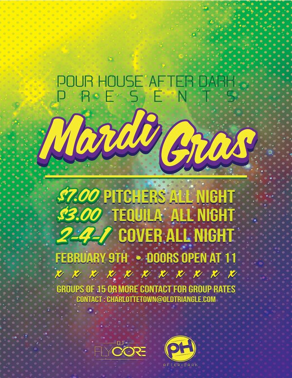 PourHousePEI's tweet photo. JOIN US THIS SATURDAY FEB 9TH FOR MARDI GRAS NIGHT!
$7 PITCHERS ALL NIGHT!
$3 TEQUILA ALL NIGHT!
2-4-1 COVER ALL NIGHT! http://t.co/fDRHCrnW