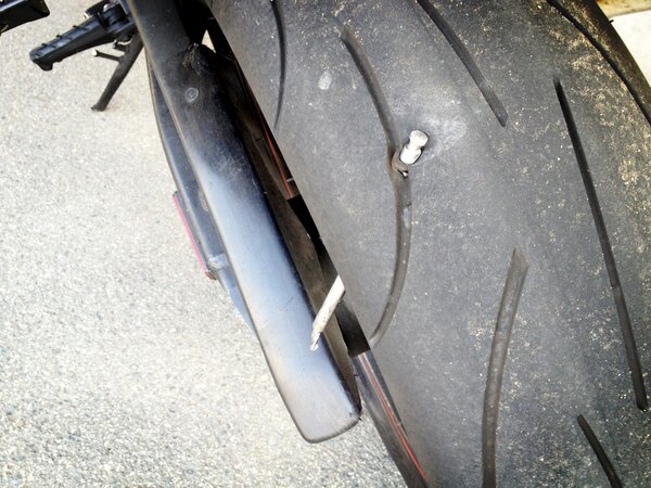 IsawAsailboat's tweet photo. Watch where you drive... There are drill bits in the road. http://t.co/i4mZkeQs