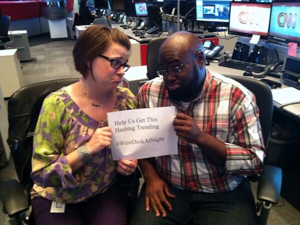 Sattiewhite's tweet image. @CNNAmanda &amp;amp; @sattiewhite need your help. We want our hashtag #WestDeskAtNight to trend. Pls RT &amp;amp; tell ur tweeps.