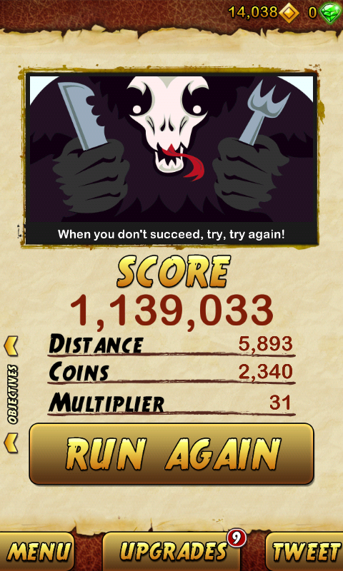 KidProton's tweet photo. I got 1139033 points while escaping from a Giant Demon Monkey. Beat that! http://t.co/nZ2yXvST http://t.co/lPjUHOX6