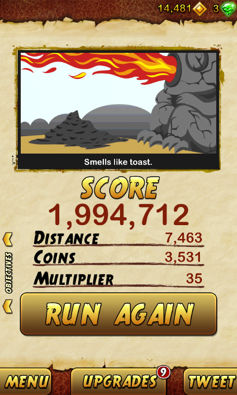 KidProton's tweet photo. I got 1994712 points while escaping from a Giant Demon Monkey. Beat that! http://t.co/nZ2yXvST http://t.co/E404qXg8