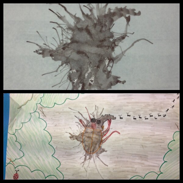 _DanielleKK's tweet photo. Ink blot turned estranged anteater. #visarts13 #ink http://t.co/64j3b2dB