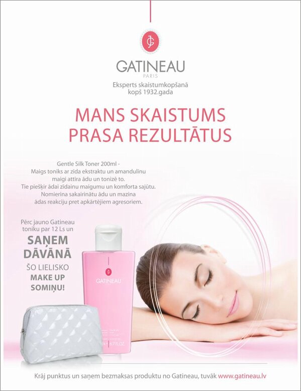Pēc jauno Gatineau toniku un saņem dāvanā lielisku make up somiņu!