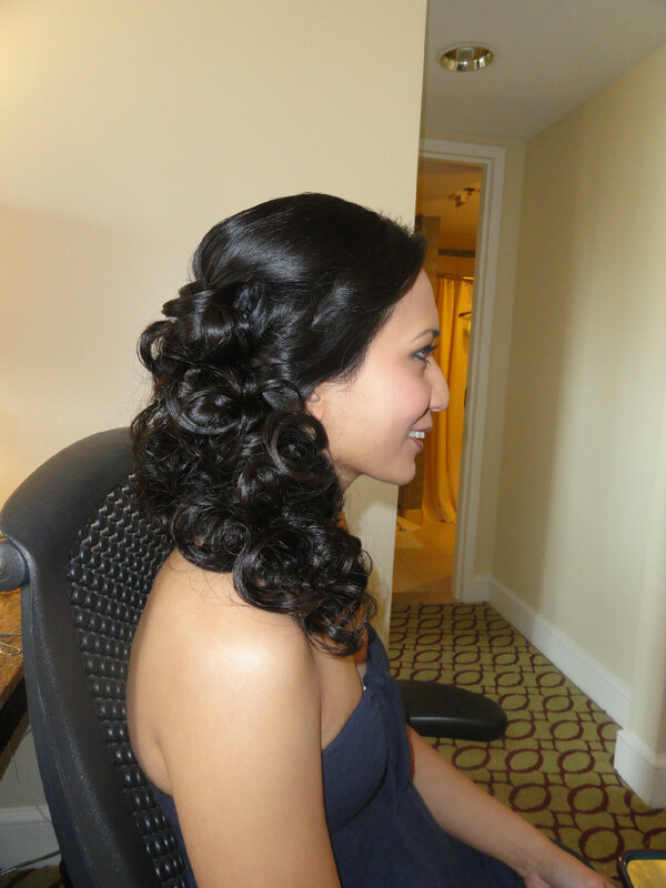 kartistry's tweet photo. Getting a bride ready with side swept curls. http://t.co/v22ZswEv