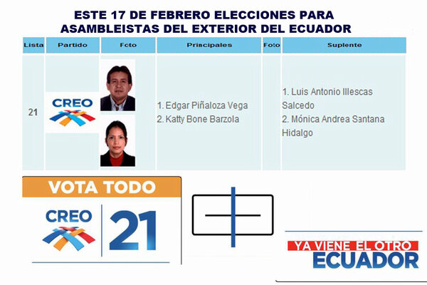 EdgarPinaloza's tweet photo. 17 de Febrero las elecciones para asambleístas de Europa Asia Y Oceanía VOTA TODO21 @CesarMongeO @LassoGuillermo http://t.co/Kcb5sYQZ