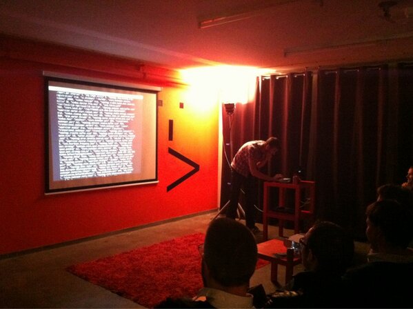 dimitrar's tweet photo. Cool @frontendless in action with @stormprocessor  at #nlhug http://t.co/a5y65EAO