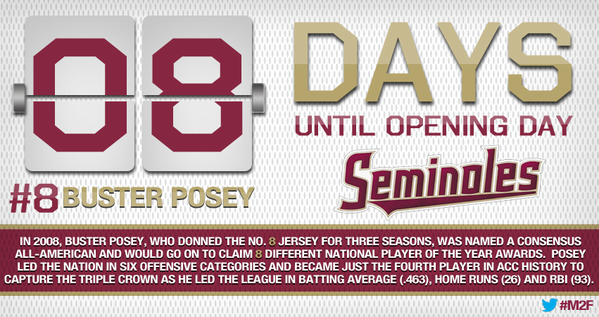 FSUBaseball's tweet photo. Today we honor @BusterPosey on our countdown to Opening Day. http://t.co/frxmodpc