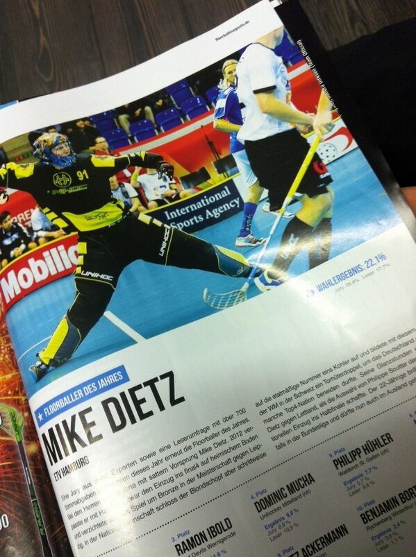 Geahnt und gehofft haben wir es schon länger, unser Torhüter Mike Dietz ist Floorballer des Jahres ALLEZ ROT WEISS