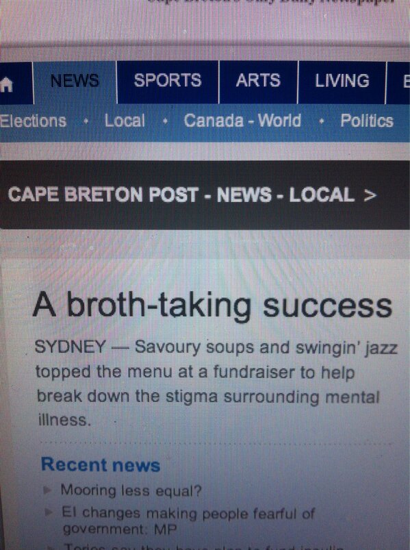 alexandra_mac1's tweet photo. Who comes up with these headlines  #capebretonpost #terri-bowl #souper #annoying http://t.co/o4SUbai1