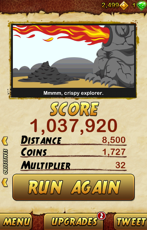 vjiza's tweet photo. I got 1037920 points while escaping from a Giant Demon Monkey. Beat that! http://t.co/wkCwvS5k http://t.co/OCweRyqr