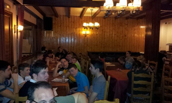 FerndaleSki2013's tweet photo. Quiz Night at the hotel. Teacher team achieve a narrow victory. Thanks to Mrs Richards for marking and scoring. http://t.co/M9QiC1nB