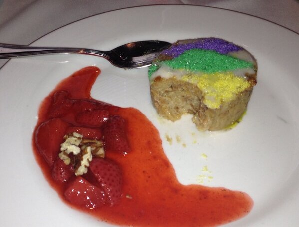 King Cake bread pudding at <a href="/nolarestaurant/">NOLA Restaurant</a> - that's what I'm taking about #mardigras