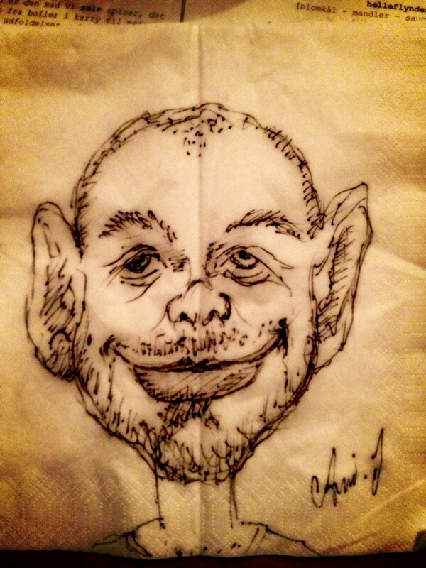 <a href="/amijames/">Ami James</a> did a portrait of <a href="/mikcph/">Mik Thobo-Carlsen</a> on a napkin - probably not gonna end up as a tattoo :)
#tattoodo