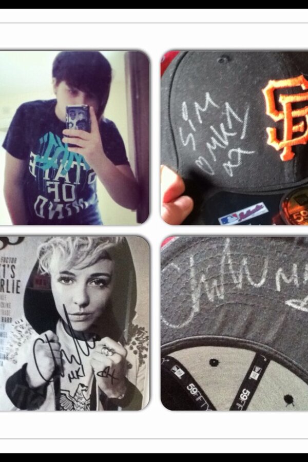 Shannonn1890's tweet image. #MK1swag Got my #MK1Merchandise, signed hat! Me in my Tee, and signed magazine! #YesDat @Charlie_MK1 @Simeon_MK1