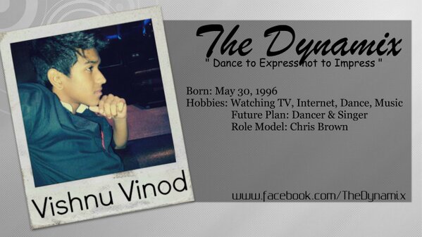 DynamixThe's tweet image. Meet The 'STAR' : Vishnu Vinod :) Visit:facebook.com/TheDynamix  :-)