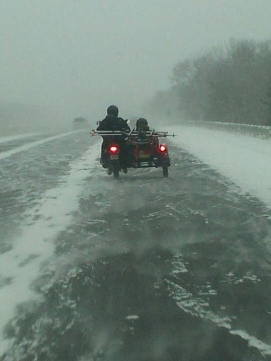 This is dedication to the sport. Taken in concord nh on route 93 northbound