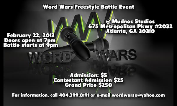 Mudnoc's tweet photo. Word Wars MC Freestyle Battle Feb 22nd at Mudnoc Studios http://t.co/D5uyg9Ps