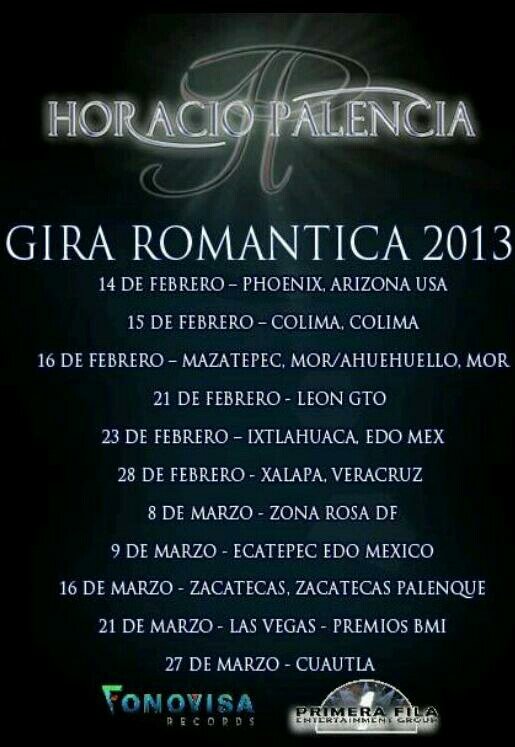 HP_Mexico's tweet photo. Fechas de la #GiraRomantica2013 de @horaciopalencia  vamos!!! http://t.co/YTcKvFux