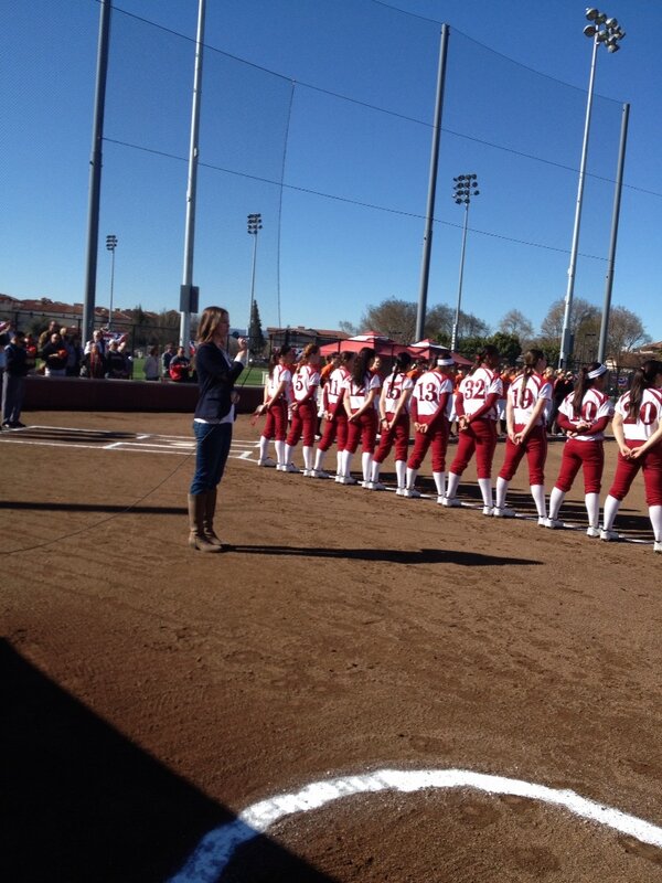 Thanks you Liz Courter for singing the Nation Anthem today #openingday #santaclarabroncos