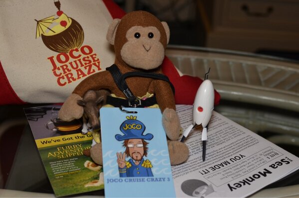 thinkgeek's tweet photo. Wishing #JoCoCruiseCrazy3 a very bon voyage! We're only a little jealous. MT @wizzer2801 Timmy is ready for #JCCC3 http://t.co/xlYTiIeJ